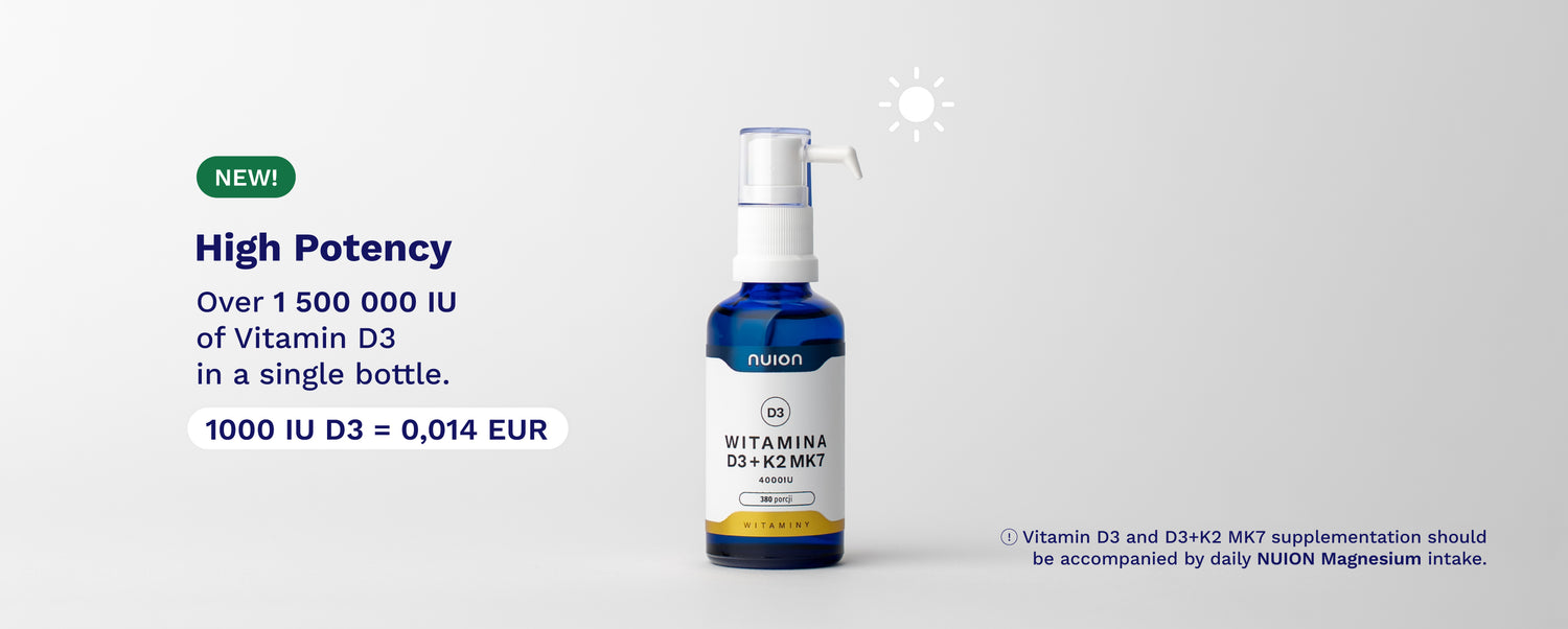 Vitamin D3K2MK7 NUION - high potency - over 1 500 000 IU of Vitamin D3 in a single bottle - Puromedica