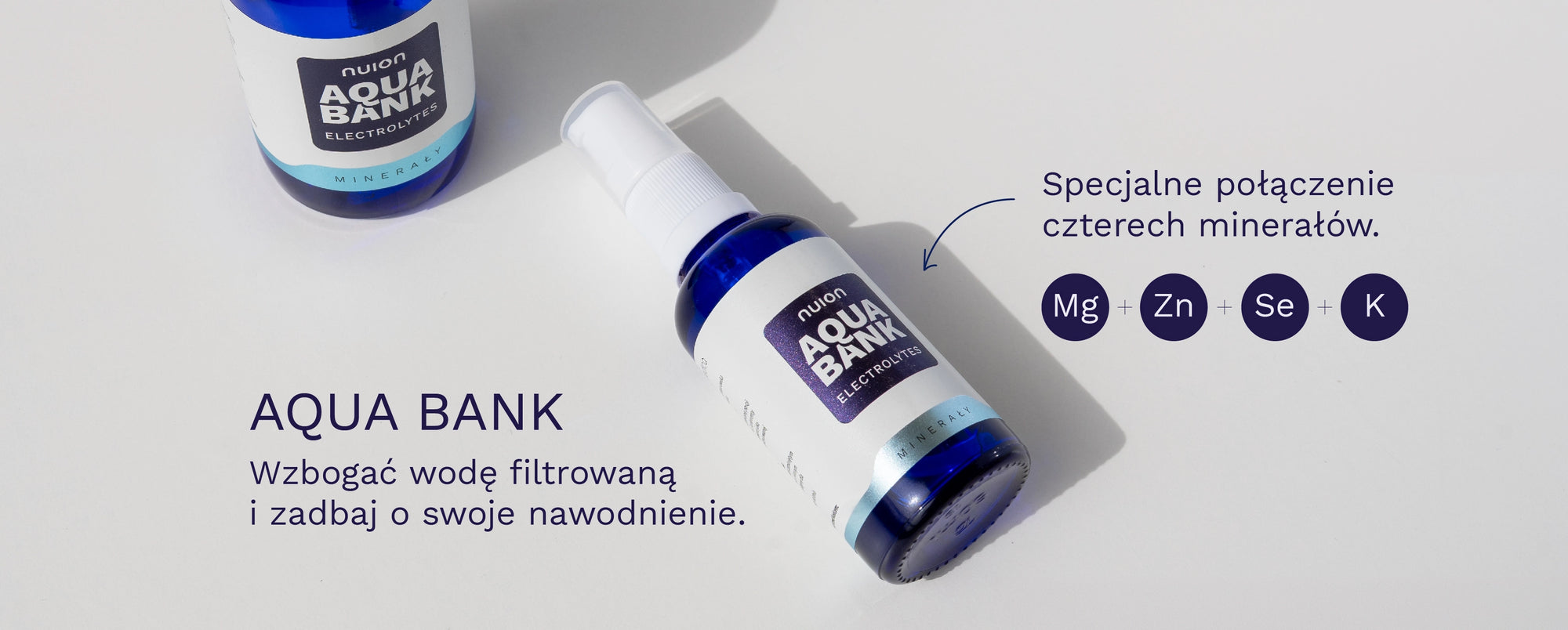 Aqua Bank NUION - Wzbogać wodę filtrowaną i zadbaj o swoje nawodnienie. Specjalne połączenie czterech minerałów - Puromedica