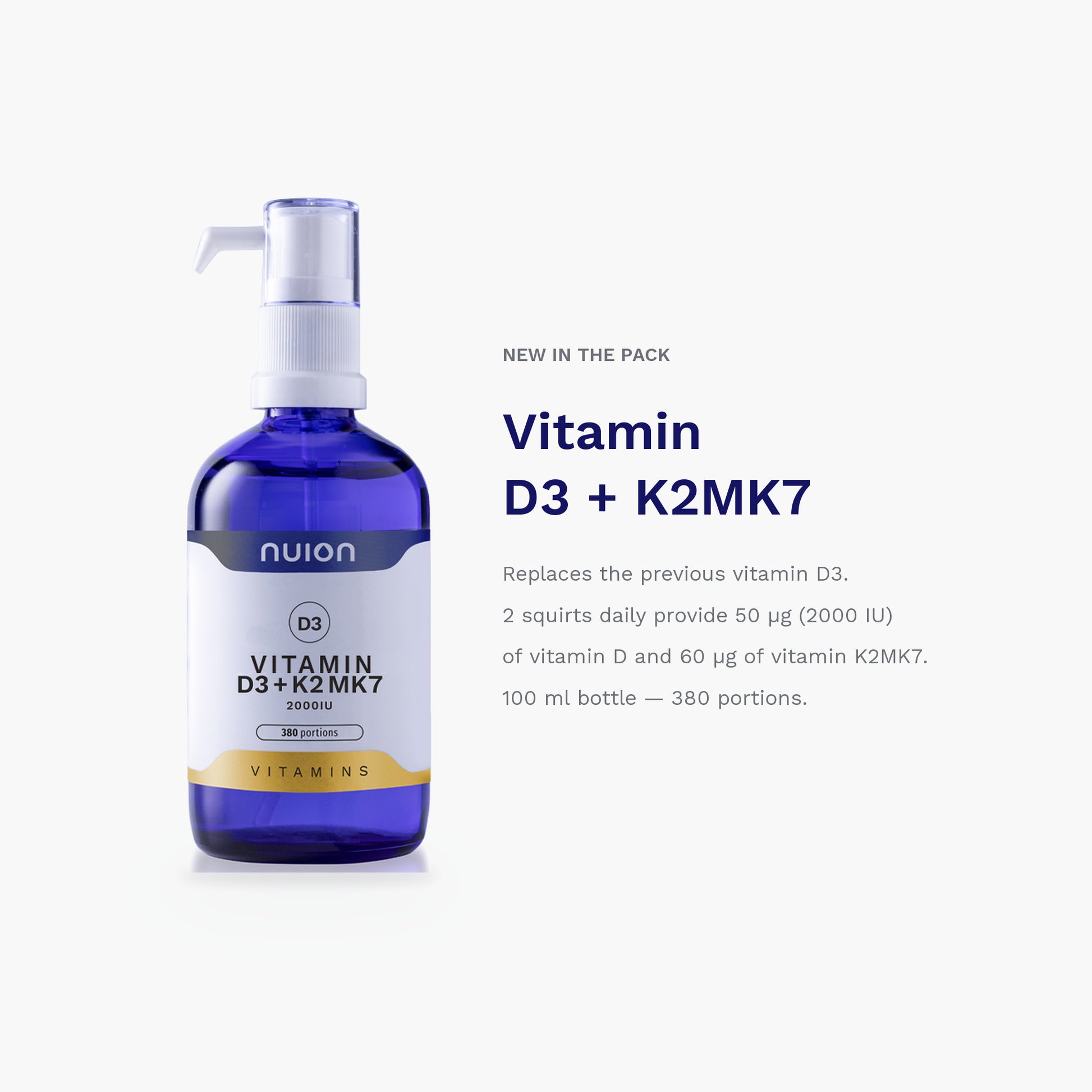 Vitamin D3+K2MK7 2000 IU in the Life Pack – 100 ml pump bottle