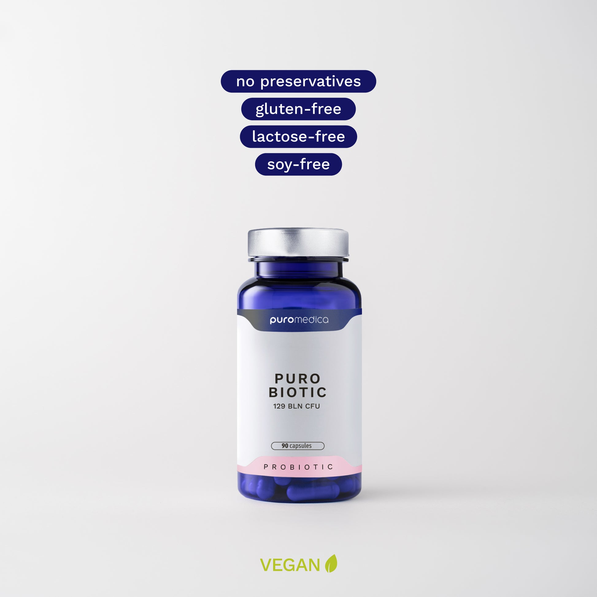 Puro Biotic in capsule form - no preservatives, gluten-free, lactose-free, vegan - Puromedica