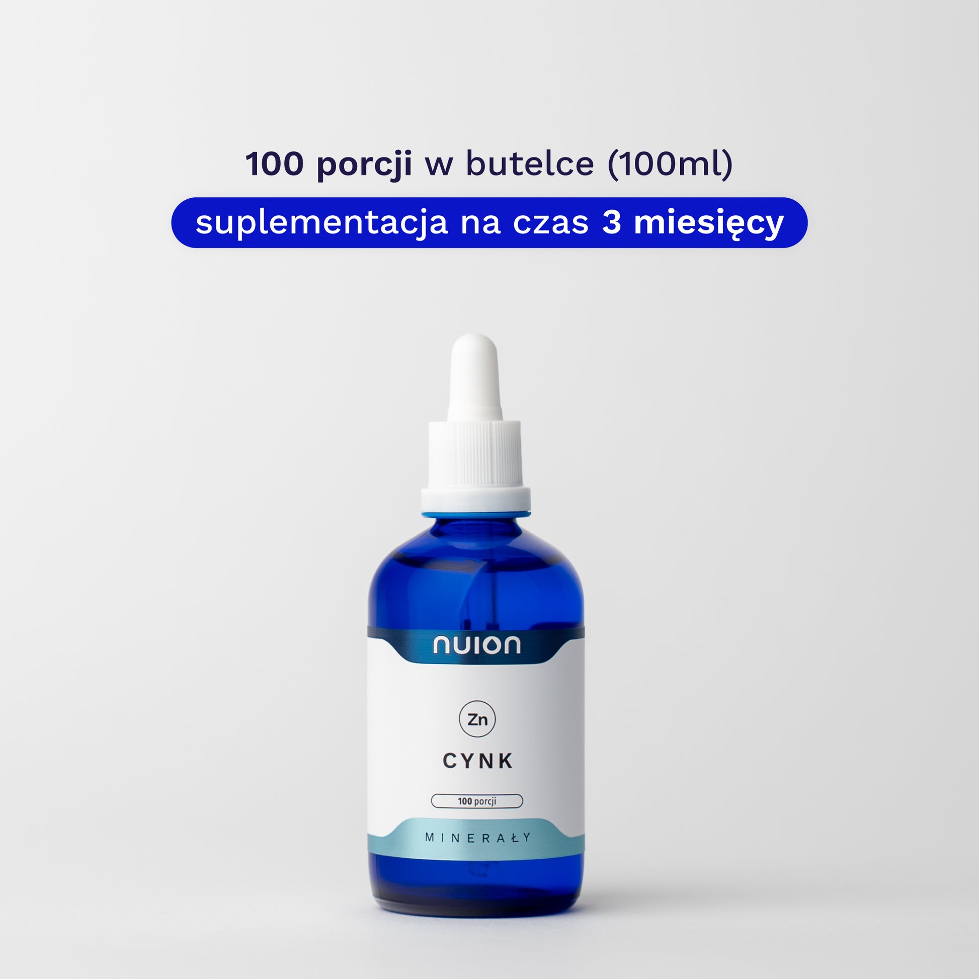 Cynk NUION - 100 porcji w butelce (100ml) - suplementacja na czas 3 miesięcy