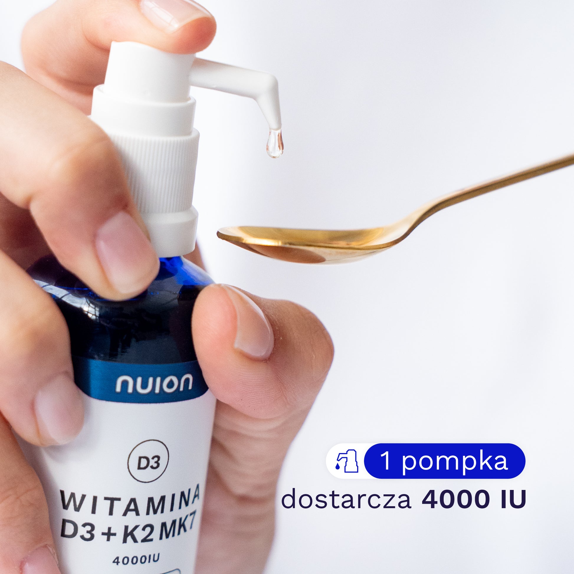 1 pompka dostarcza 4000IU -  Witamina D3K2MK7 4000IU
